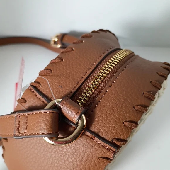 Rosetti Brown & Natural Round Leather & Straw Crossbody Bag - Picture 9 of 10